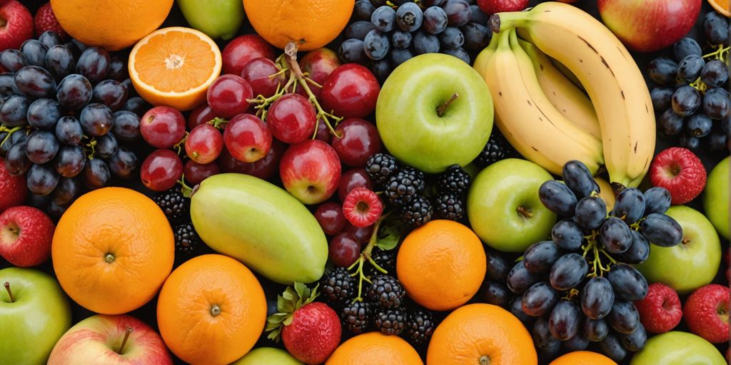 Assorted fresh fruits in a colorful display