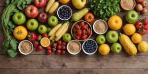 Fresh fruits, vegetables, and whole grains